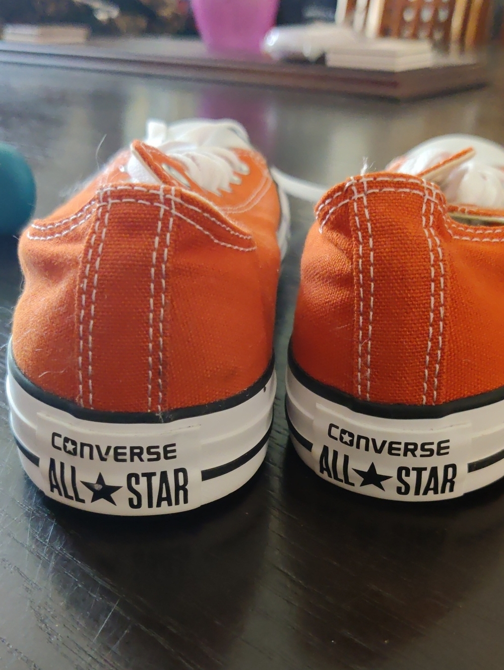 Converse Women's Low Top Sneakers in Bright Orange with White Laces - Picture 7 of 7